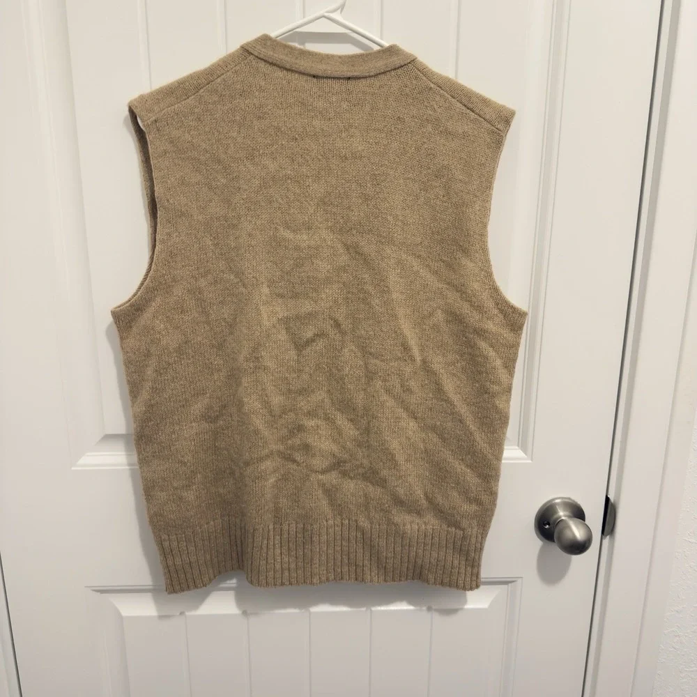 Robert Bruce Men's Vintage Tan Wool Blend Button Sweater Vest Size Medium